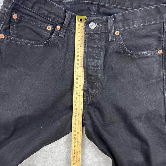 Levis 501 Jeans Mens 33x34 Black Denim Pants Button Fly Regular Straight Classic - Picture 9 of 11